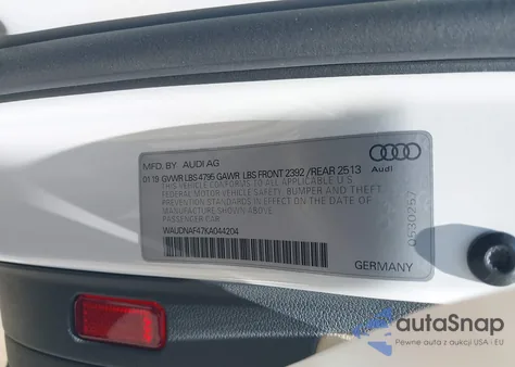 2019 Audi A4 45 Premium from USA, damaged, VIN WAUDNAF47KA044204